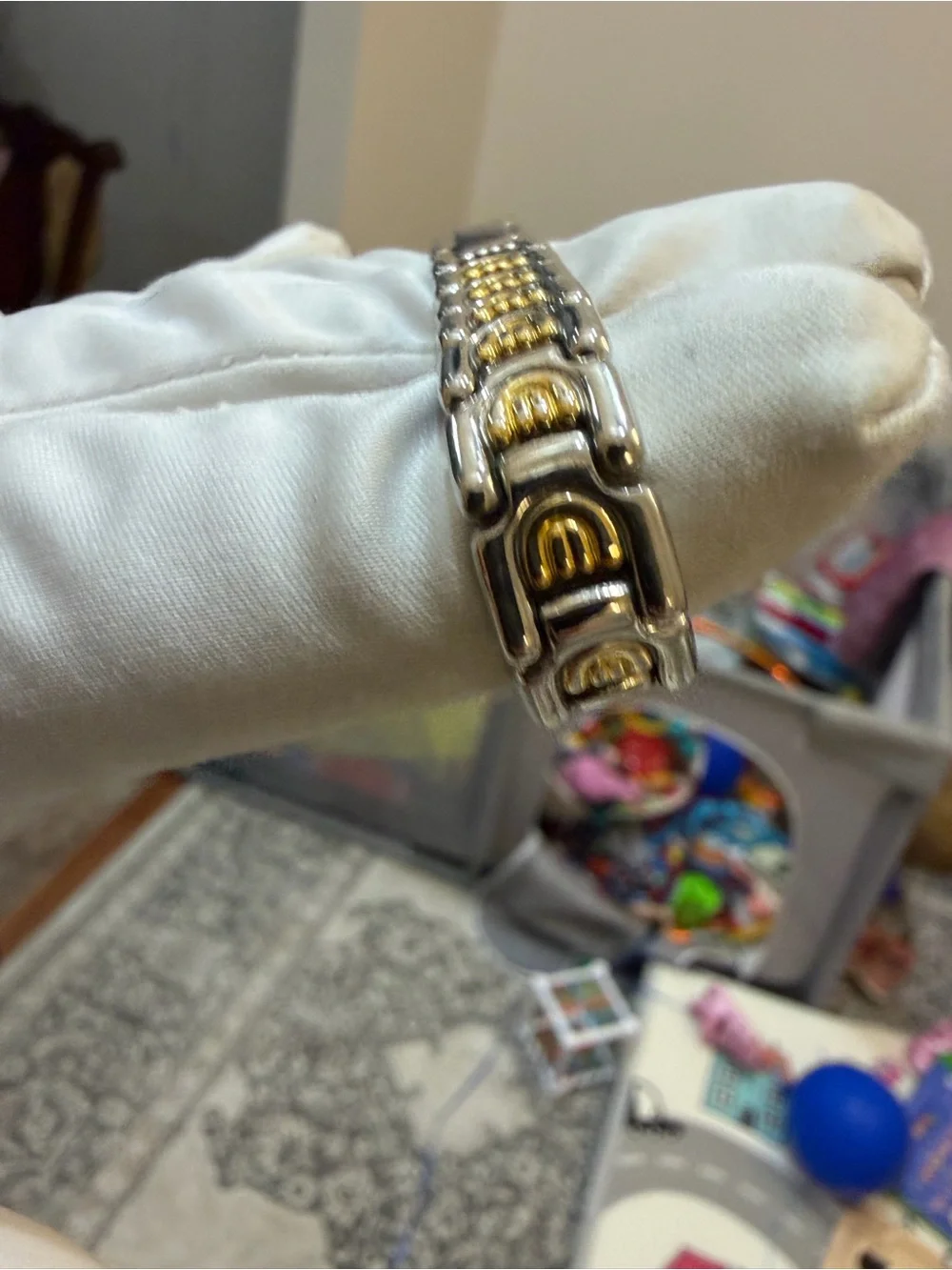 Vintage Bulova Two-Tone Ladies Dress Watch with Diamond Accent